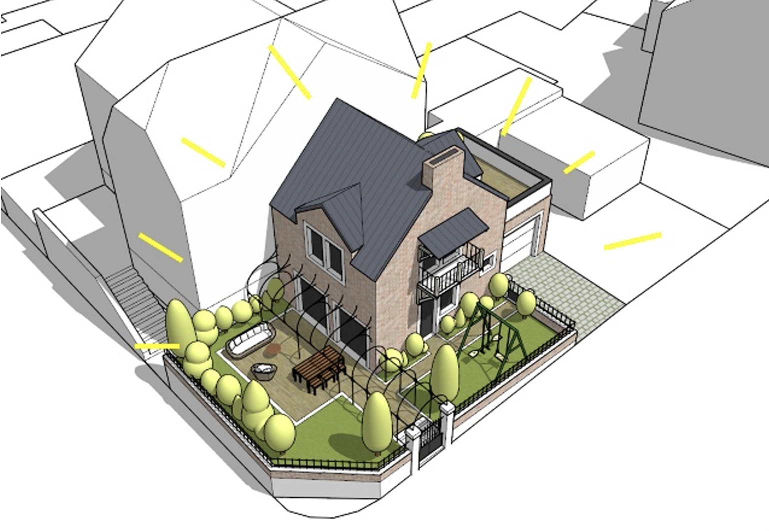 Exemple 5 : La modélisation fine de l’implantation possible d’une maison de 100 m² au regard du PLU en vigueur a permis de vendre cette micro-parcelle de 167 m² dans le centre-ville d’Epinal.